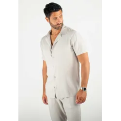 Chemisette Homme Viscose et Lin - Gris