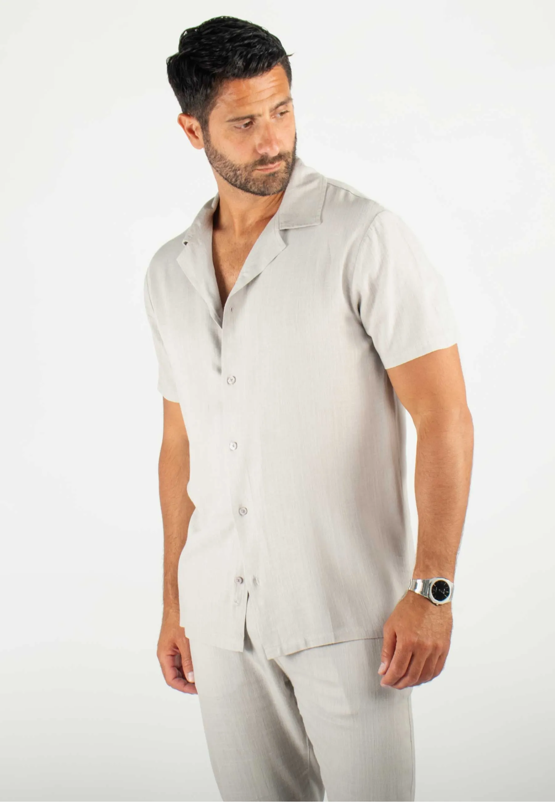 Chemisette Homme Viscose et Lin - Gris