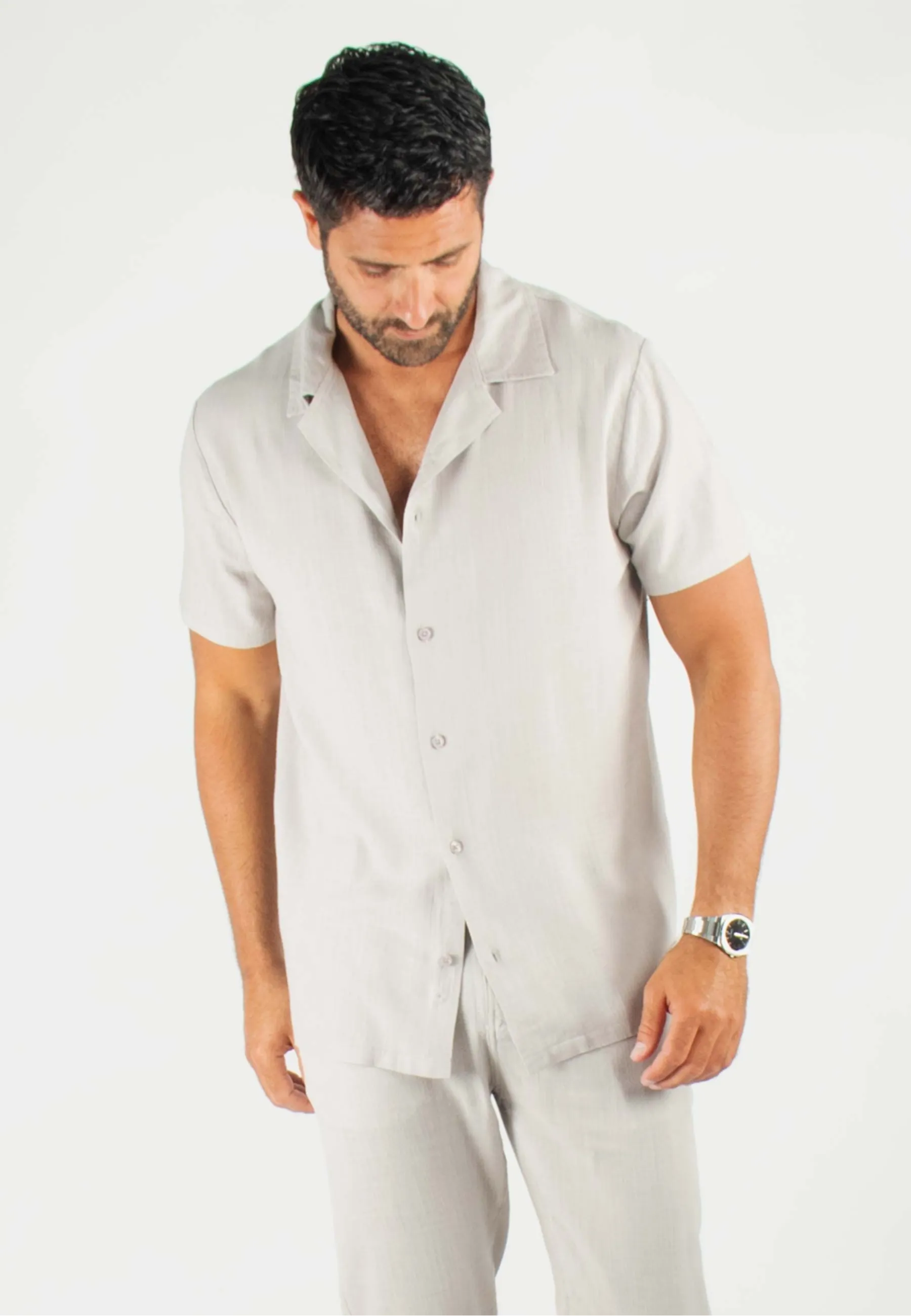 Chemisette Homme Viscose et Lin - Gris