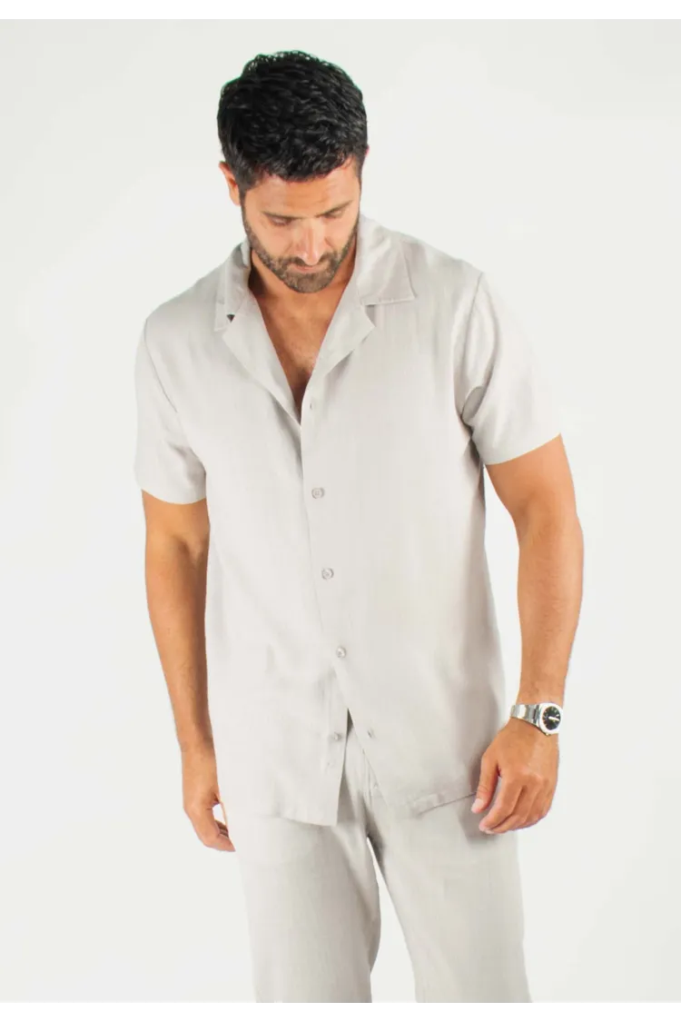 Chemisette Homme Viscose et Lin - Gris