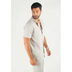 Chemisette Homme Viscose et Lin - Gris