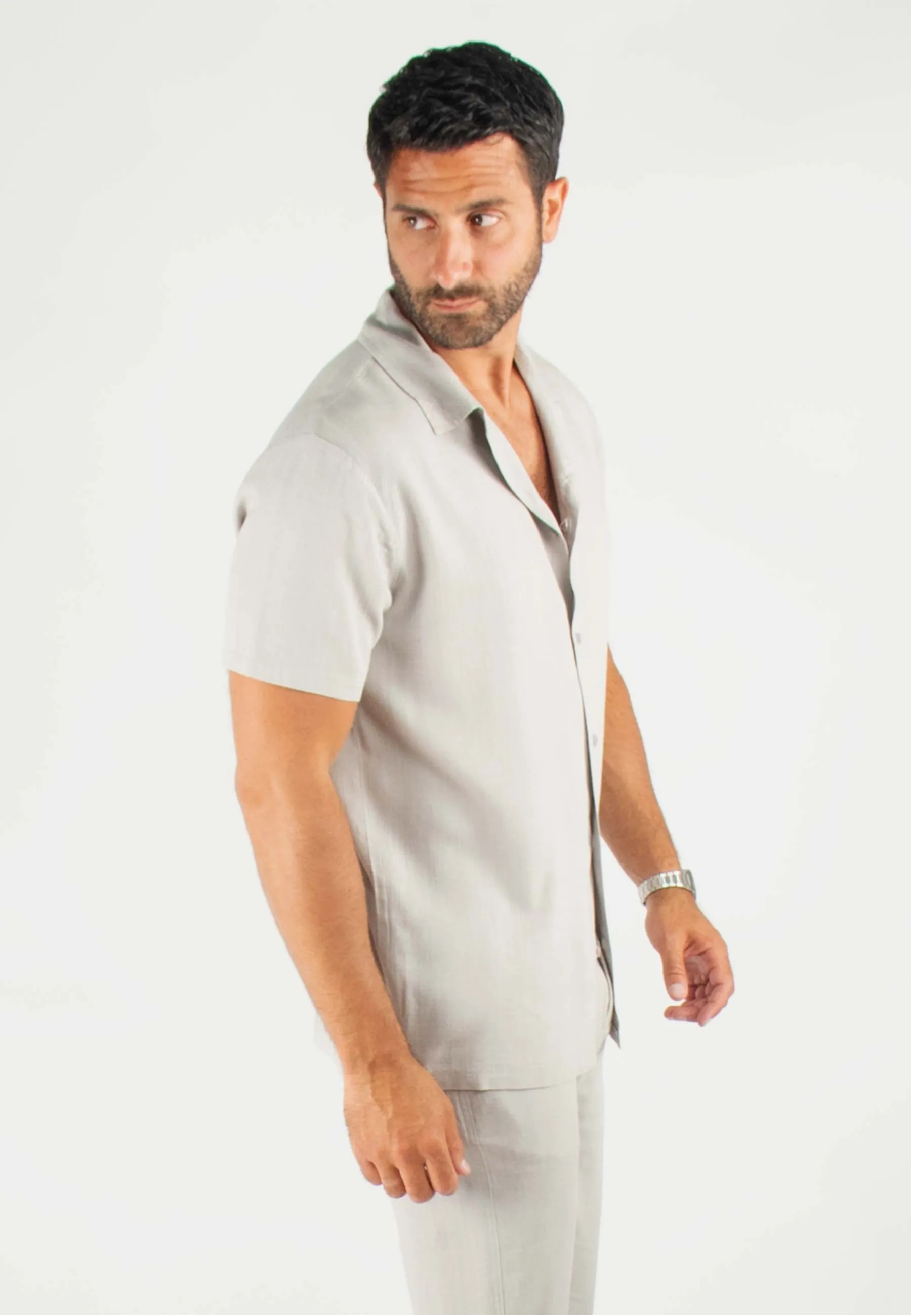 Chemisette Homme Viscose et Lin - Gris