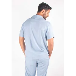 Chemisette Homme Viscose et Lin - Bleu ciel