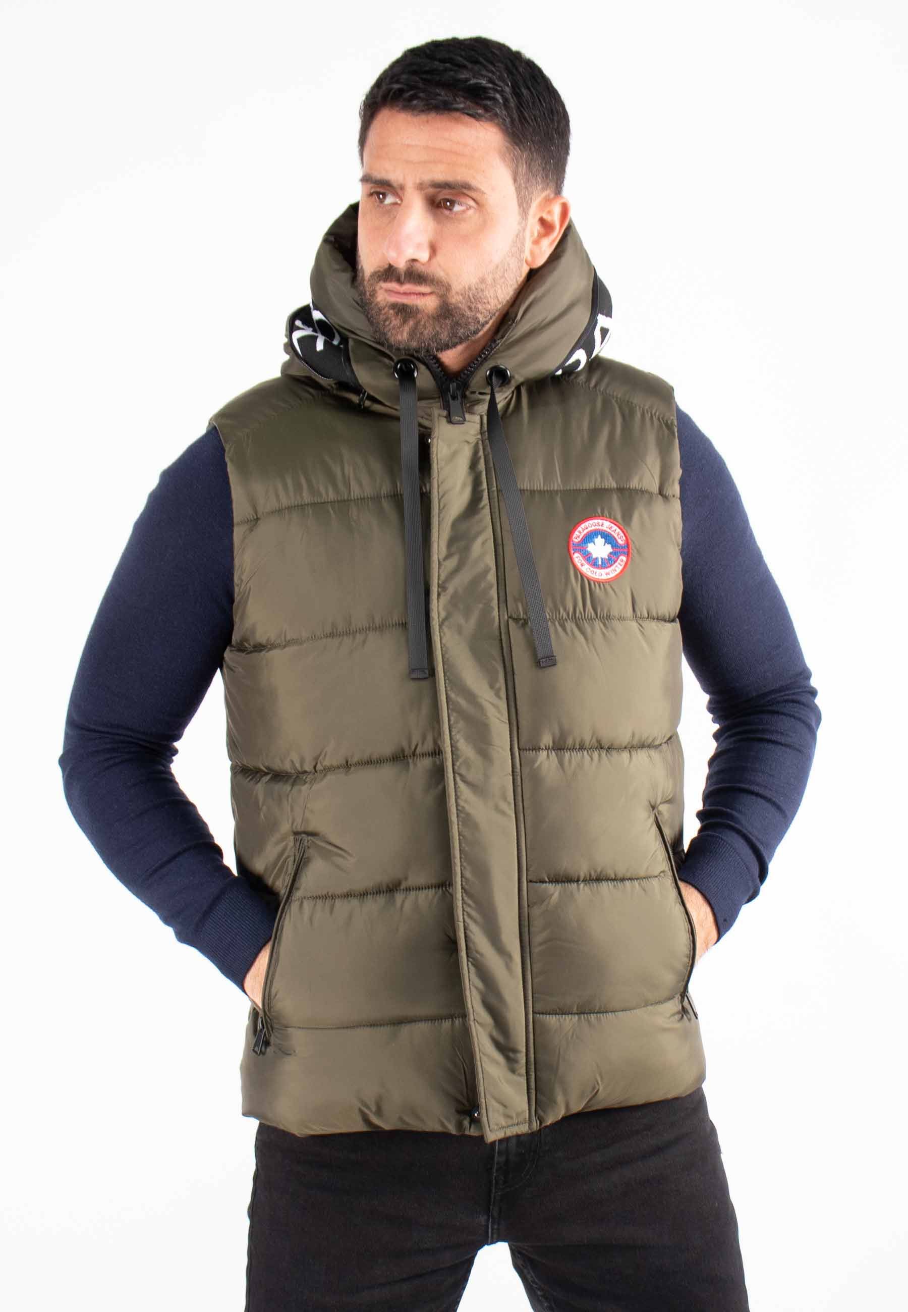 Gilet sans manches homme Paragoose SPOT matelassé kaki avec capuche