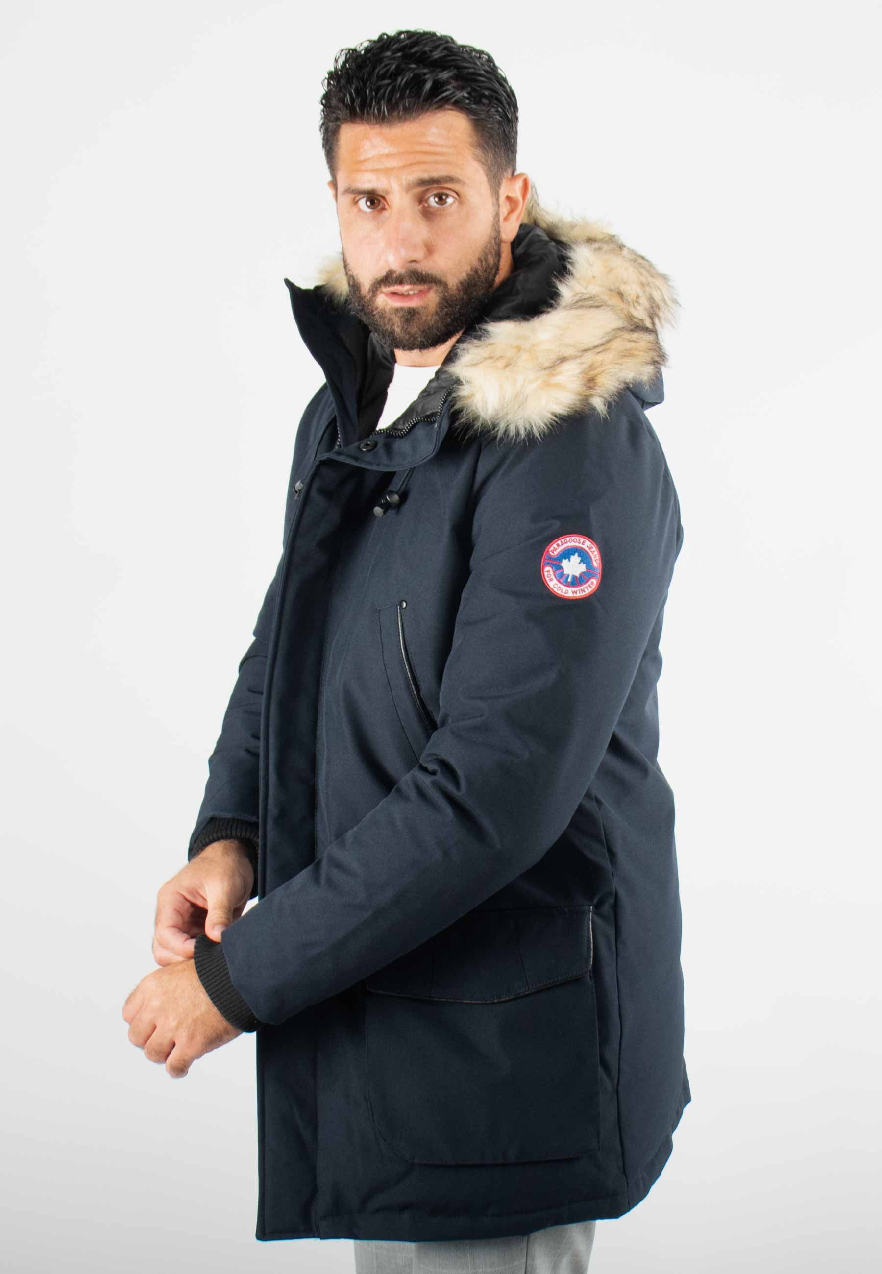 Parka Homme Paragoose MARIO navy à capuche fourrure synthétique