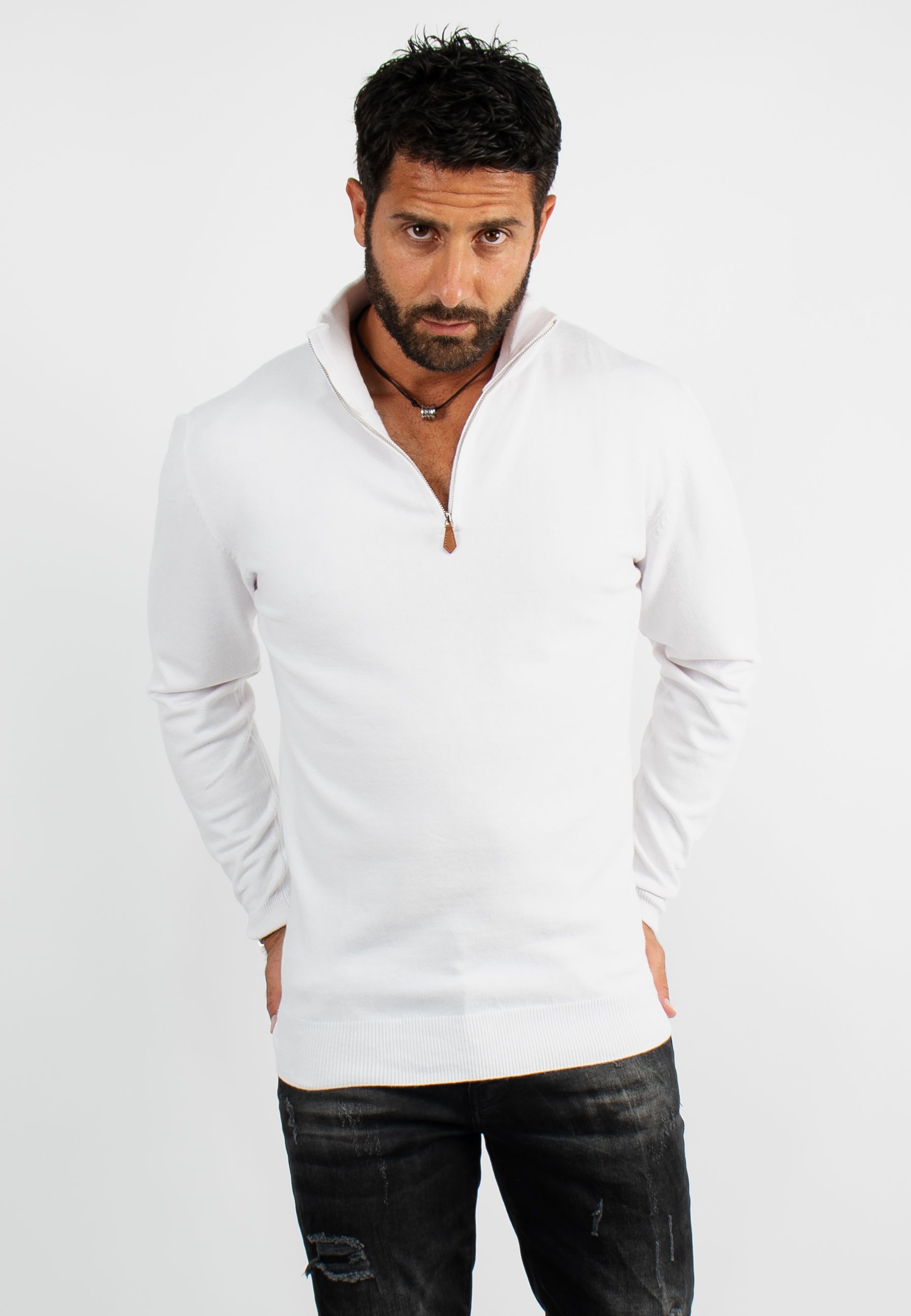 Pull à encolure zippée - Homme - Cachemire & Mérinos | WoolOvers FR