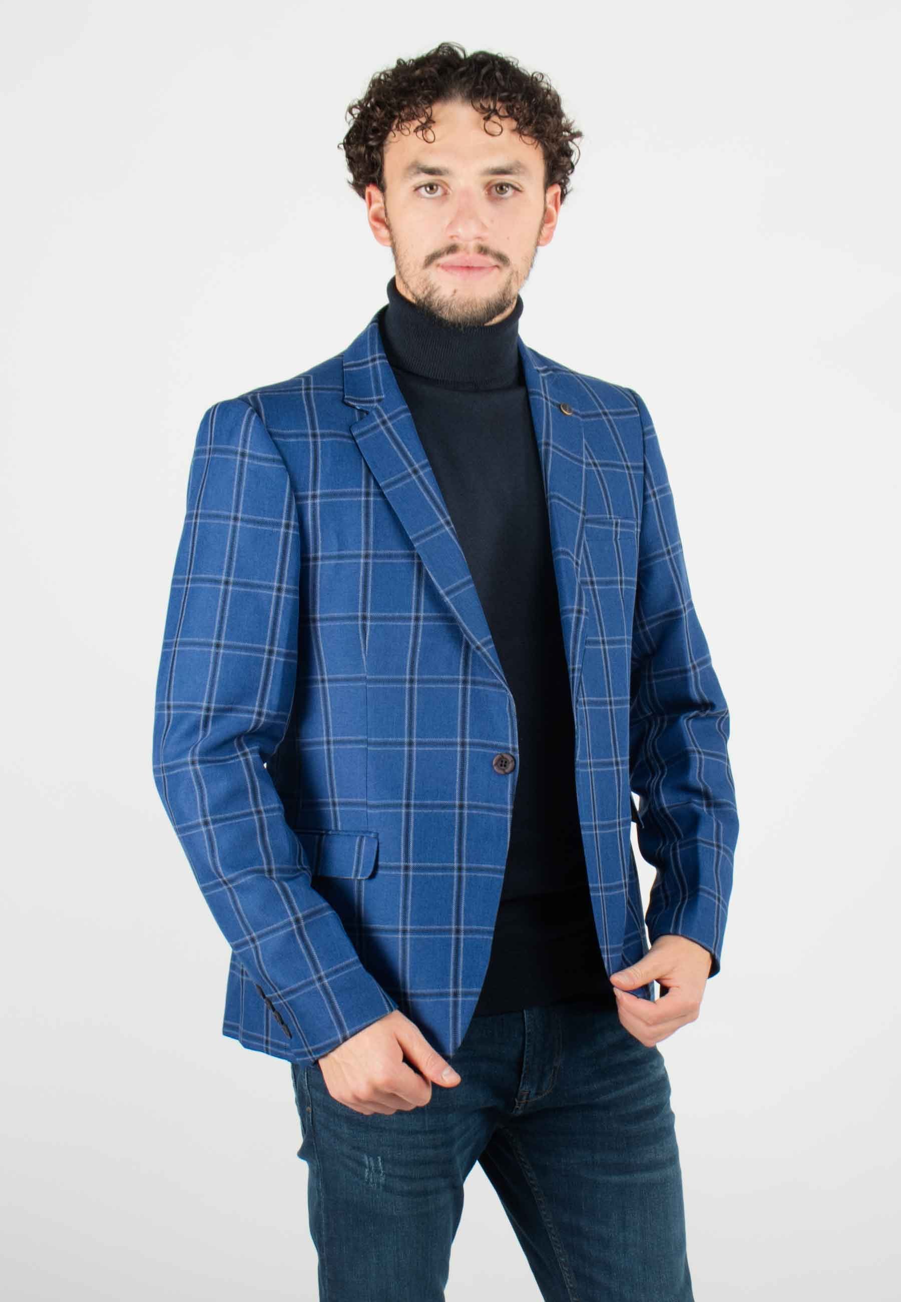 Blue Blazer Costume Blazer Homme Blazer Veste Bleu A Carreau Veste